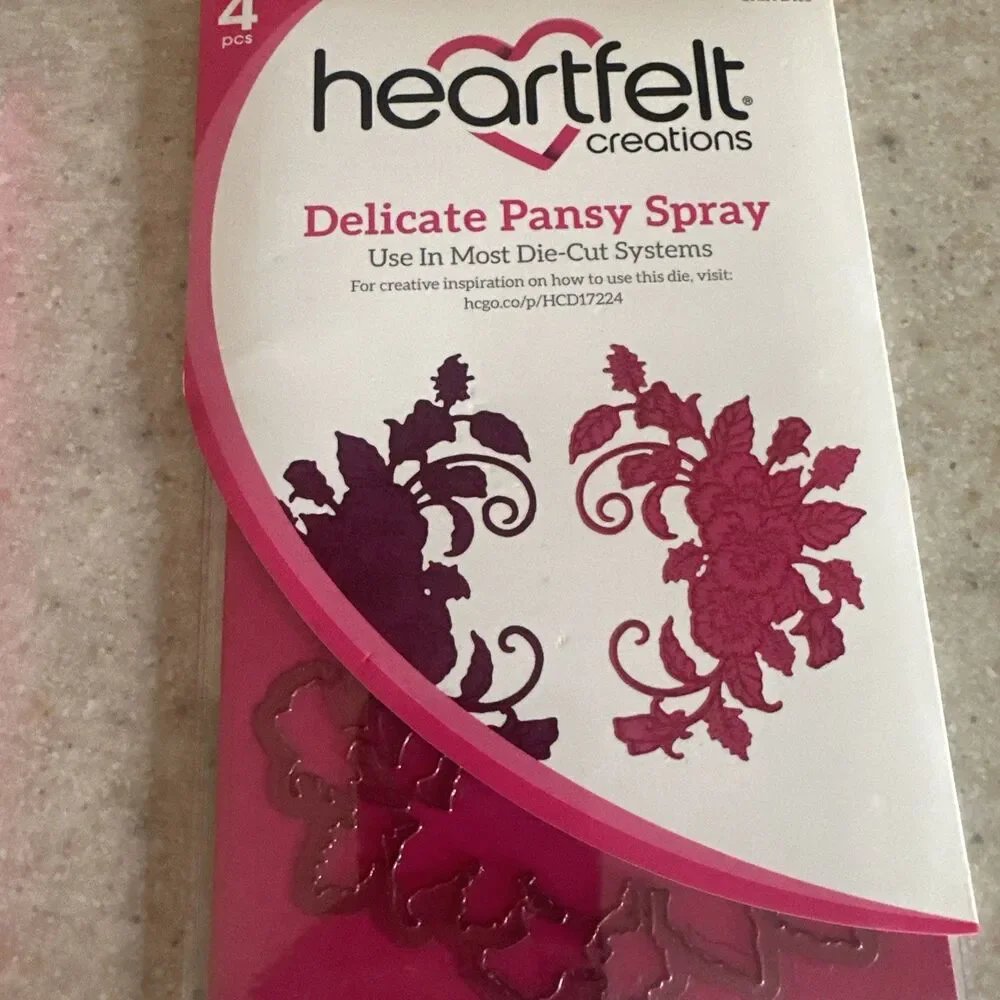 Heartfelt Creations Delicate Pansy Spray Stamp and Die Set retired